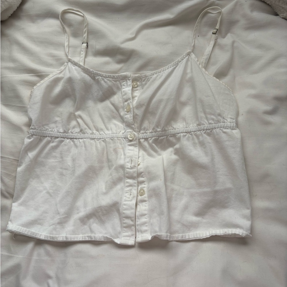 Brandy Melville Cream Buttoned Crop Camisole